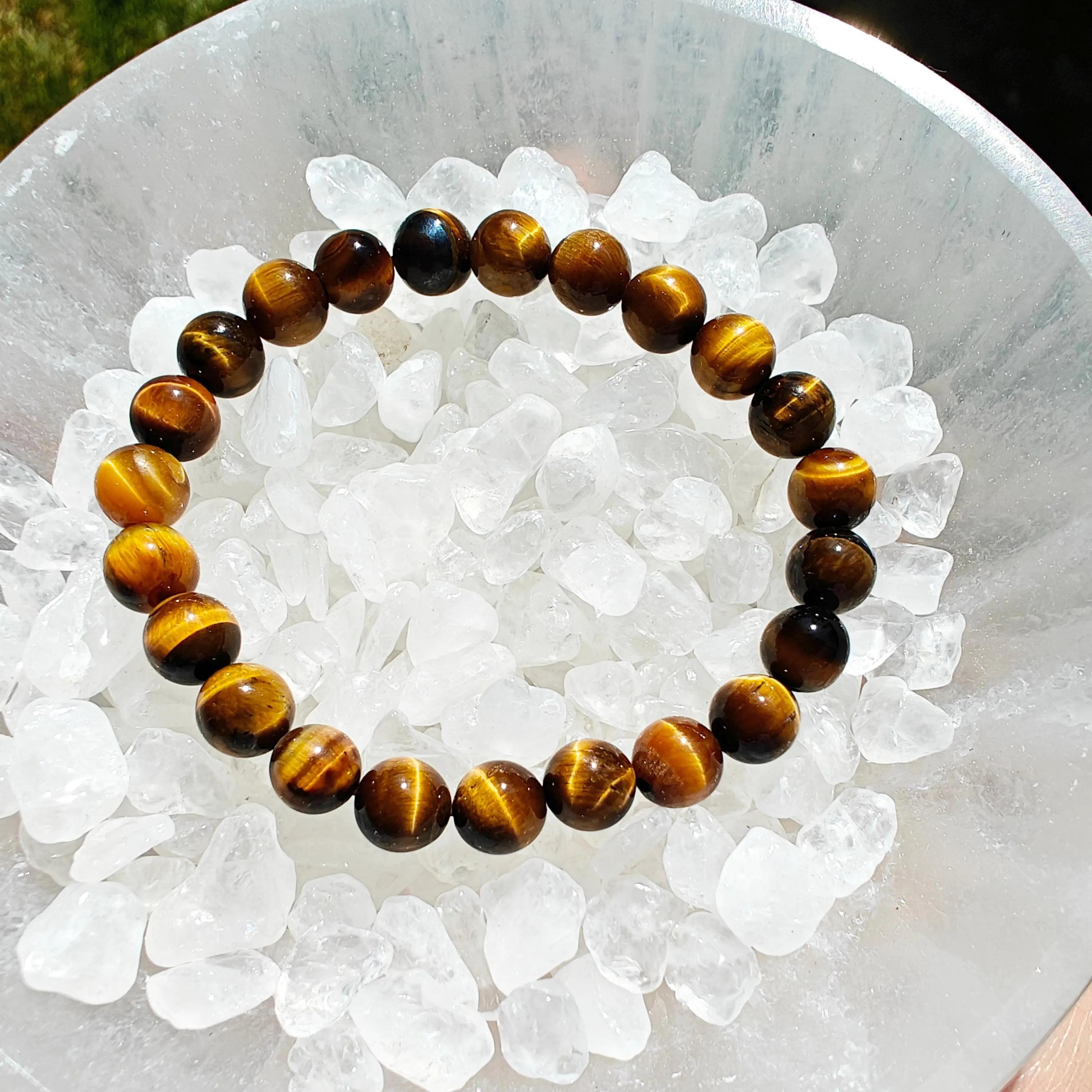 Blue Tiger's Eye Stretchy Bracelet, Handmade Healing Stone