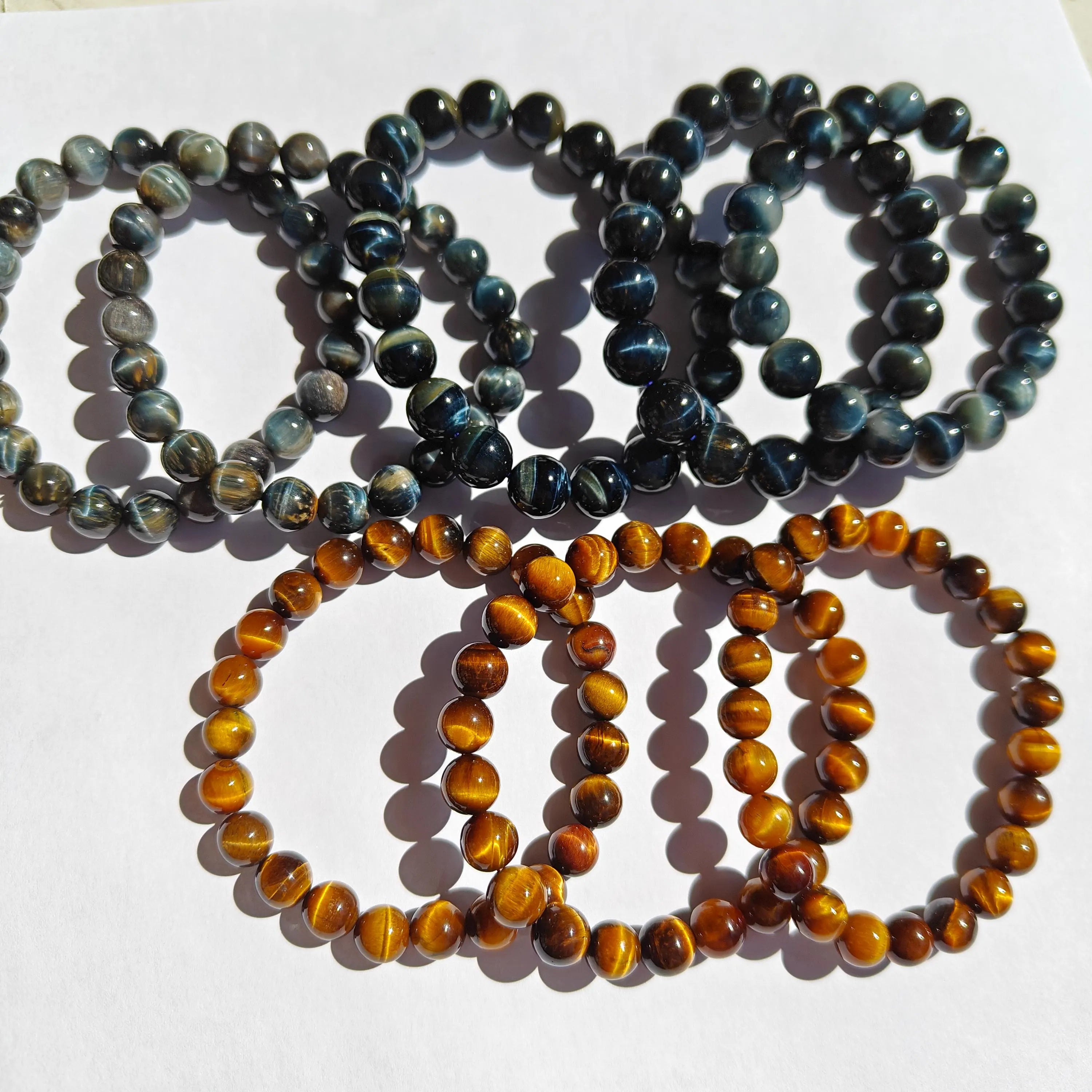 Blue Tiger's Eye Stretchy Bracelet, Handmade Healing Stone