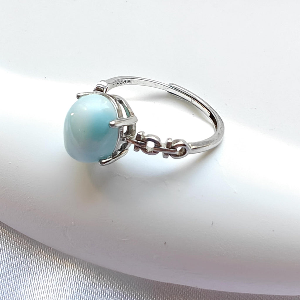 Adjustable Larimar Ring | S925 Sterling Silver Gemstone