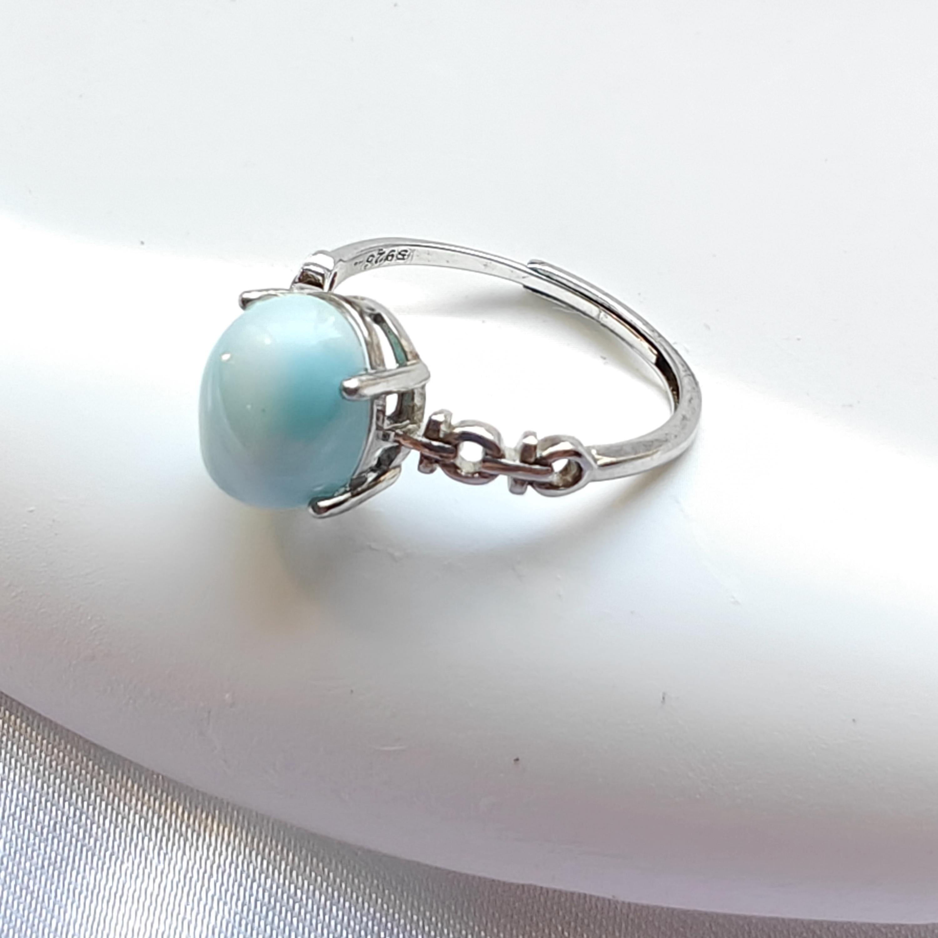 Adjustable Larimar Ring | S925 Sterling Silver Gemstone