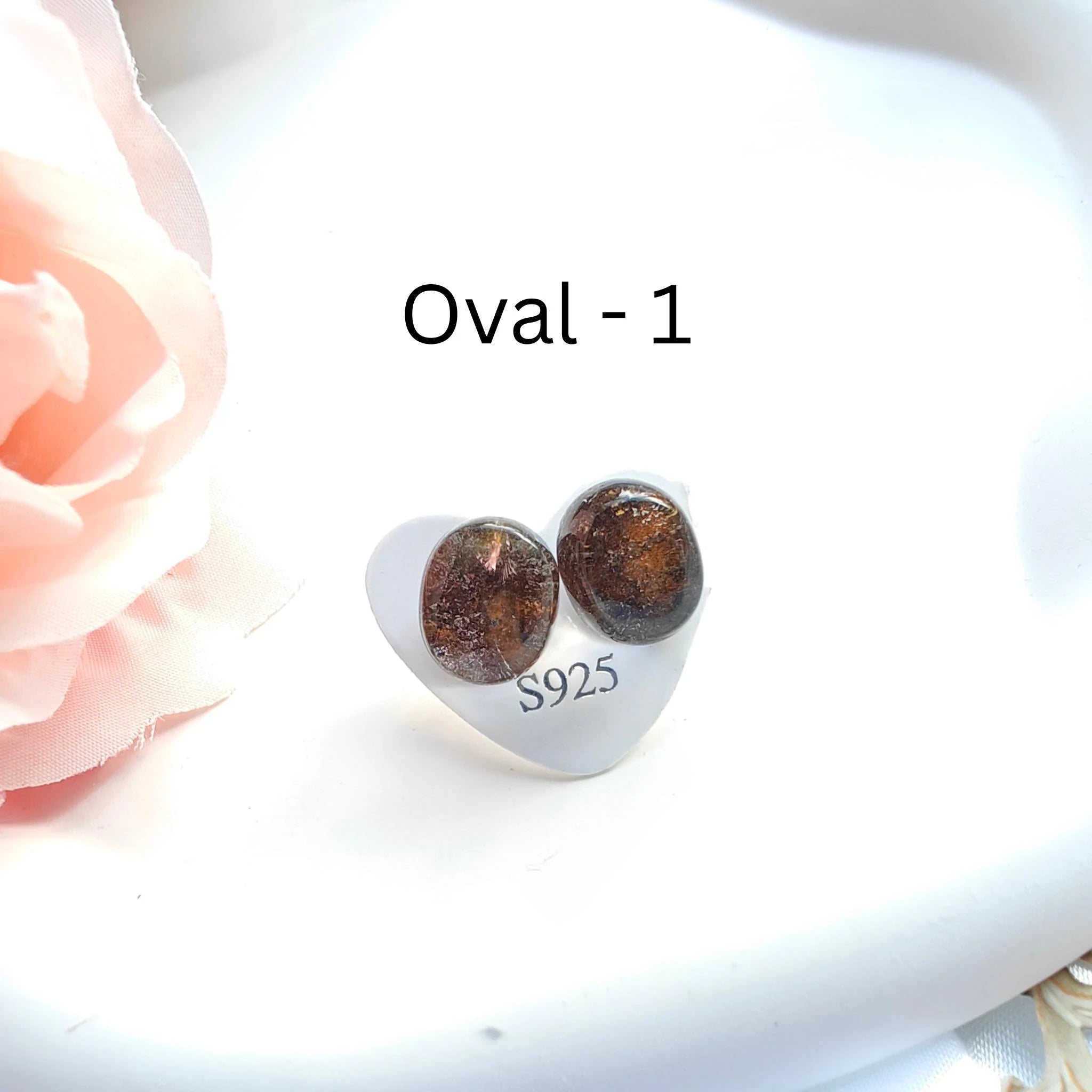 Garden Quartz Stud Earrings Sterling Silver | Natural Lodolite Quartz Studs | Hypoallergenic S925 Silver Earrings