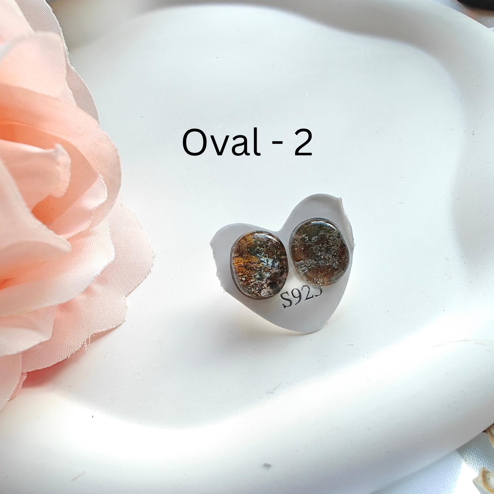 Garden Quartz Stud Earrings Sterling Silver | Natural Lodolite Quartz Studs | Hypoallergenic S925 Silver Earrings