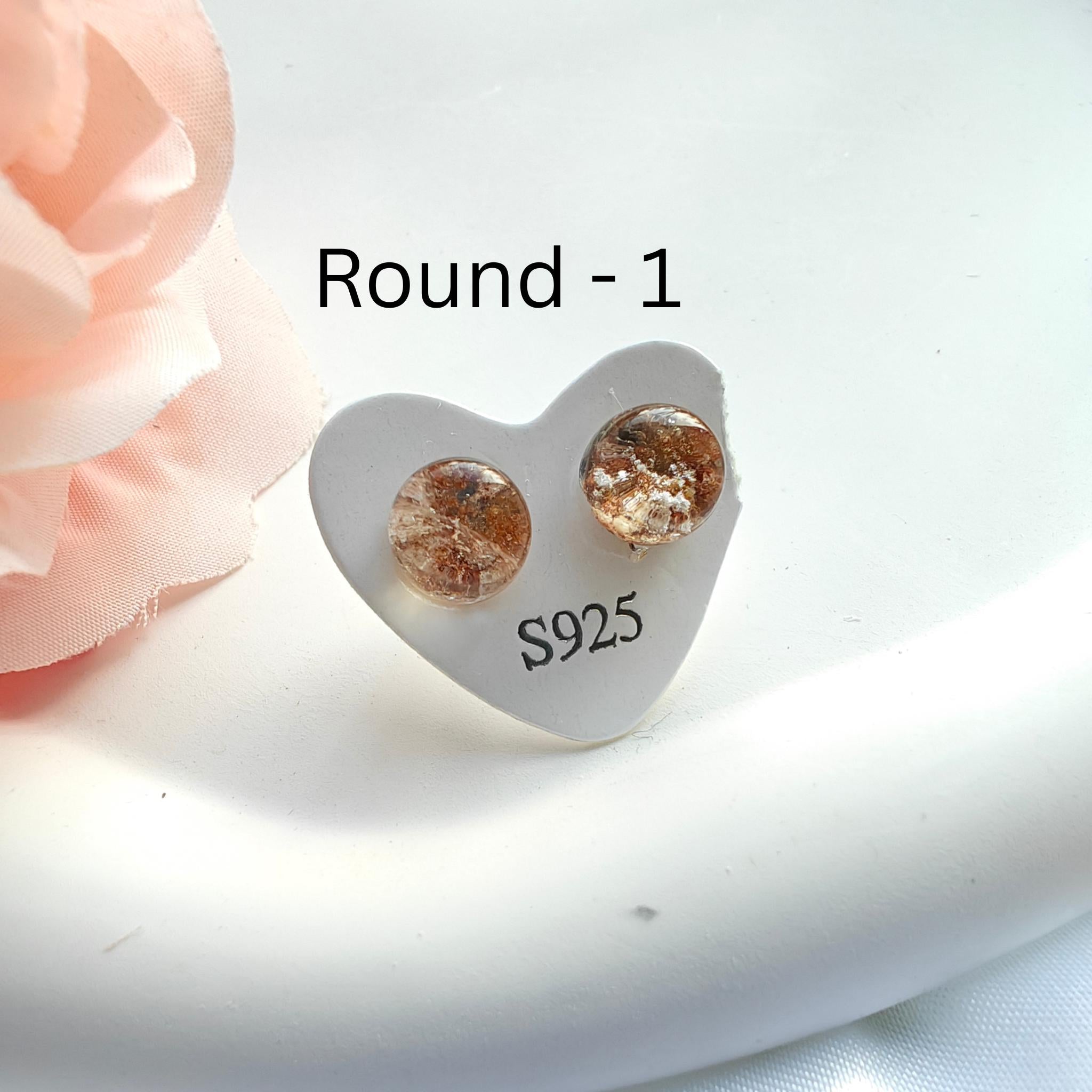 Garden Quartz Stud Earrings Sterling Silver | Natural Lodolite Quartz Studs | Hypoallergenic S925 Silver Earrings