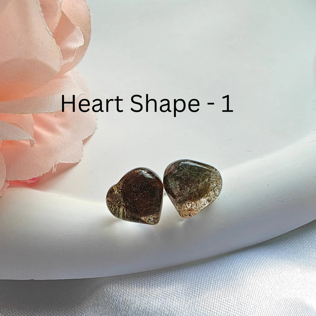 Garden Quartz Stud Earrings Sterling Silver | Natural Lodolite Quartz Studs | Hypoallergenic S925 Silver Earrings