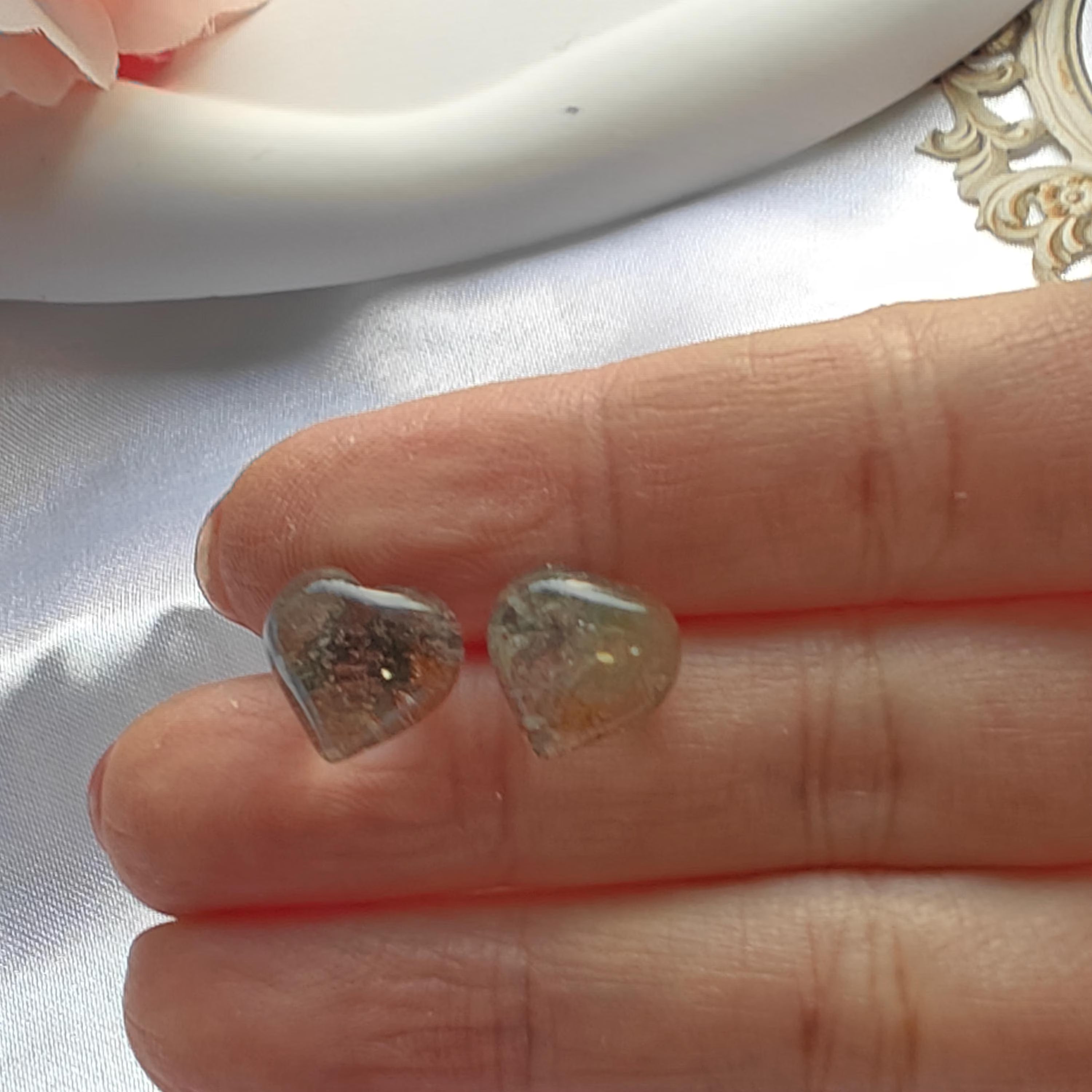 Garden Quartz Stud Earrings Sterling Silver | Natural Lodolite Quartz Studs | Hypoallergenic S925 Silver Earrings
