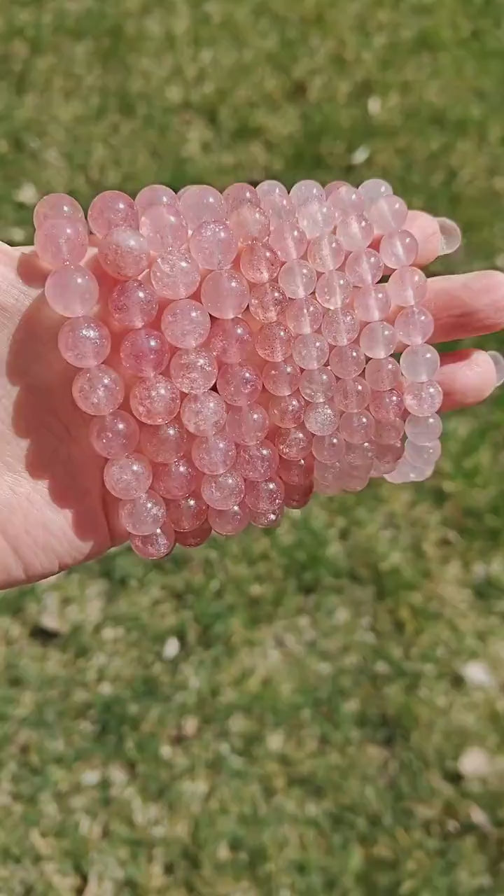 Strawberry Quartz Bracelet: Natural Gemstone, Love & Healing