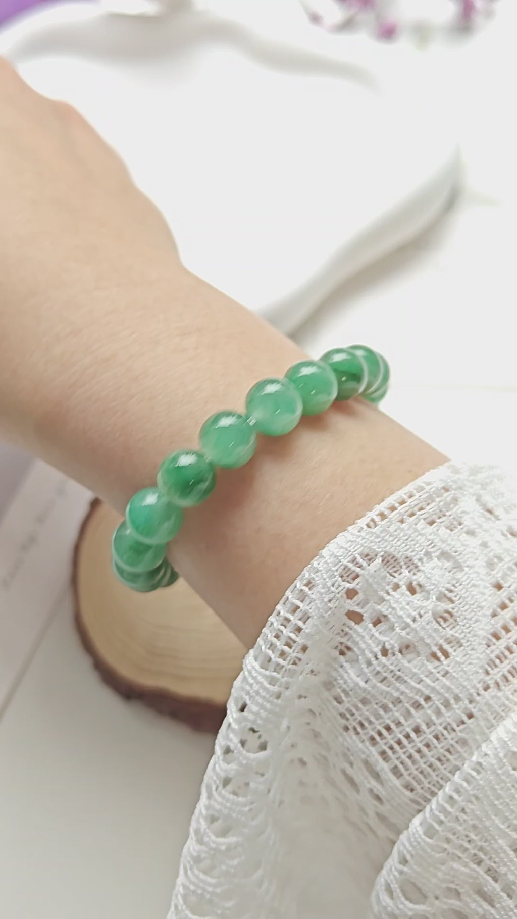 Dulong Jade Stretch Bracelet | Natural Dulong Jade Gemstone Bracelet | 8.4mm Beads
