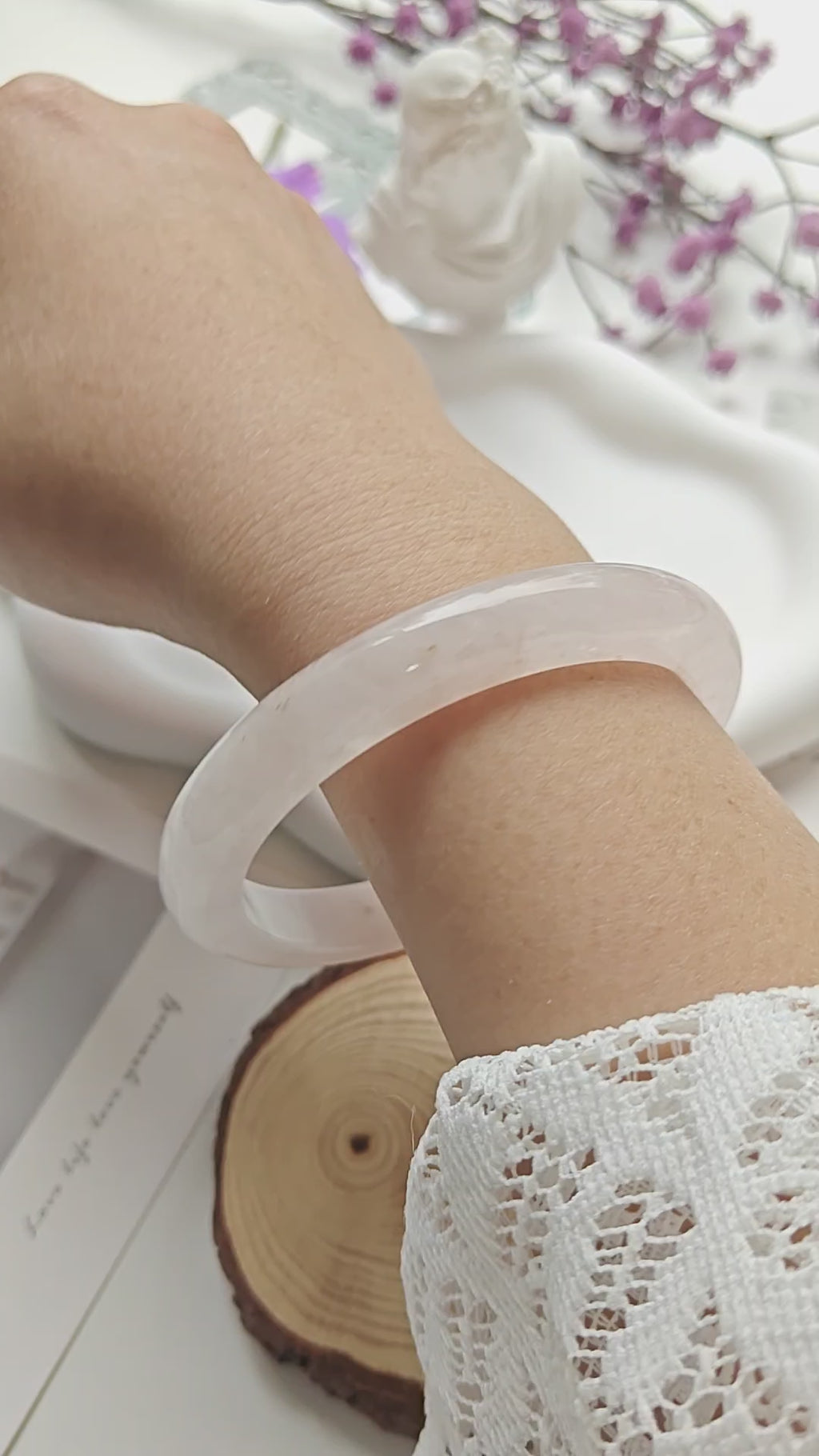 Natural Rose Quartz Bangle Bracelet – 60.2mm Inner Diameter