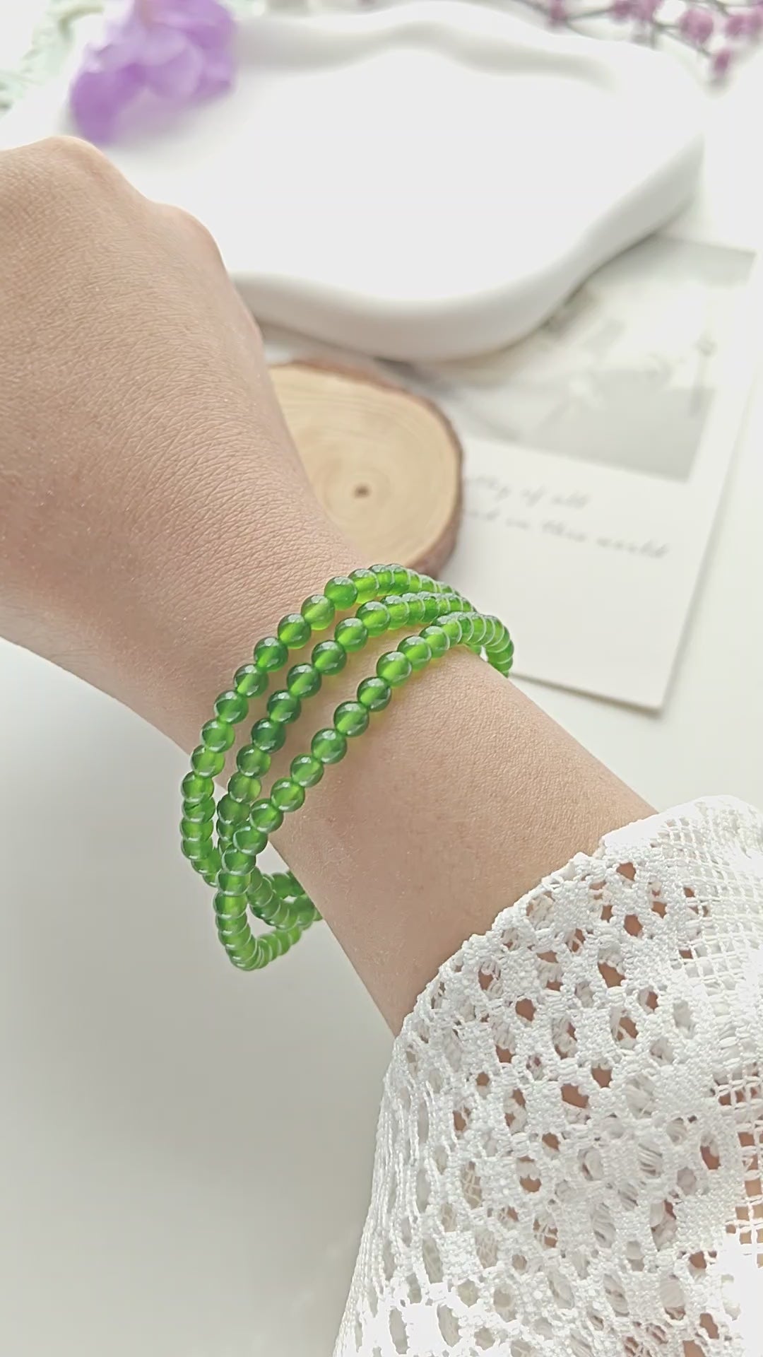 Jade Triple Wrap Bracelet – Natural Jade 4.5mm Beaded Bracelet