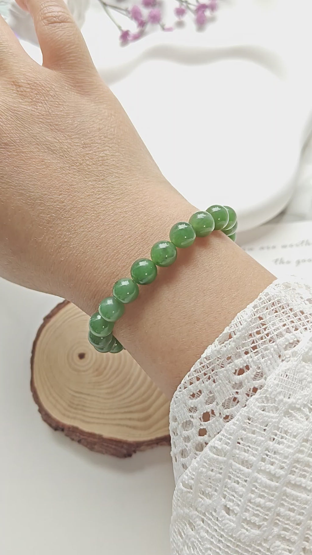 Canadian Nephrite Jade Beaded Bracelet – Natural Jade Gemstone Bracelet