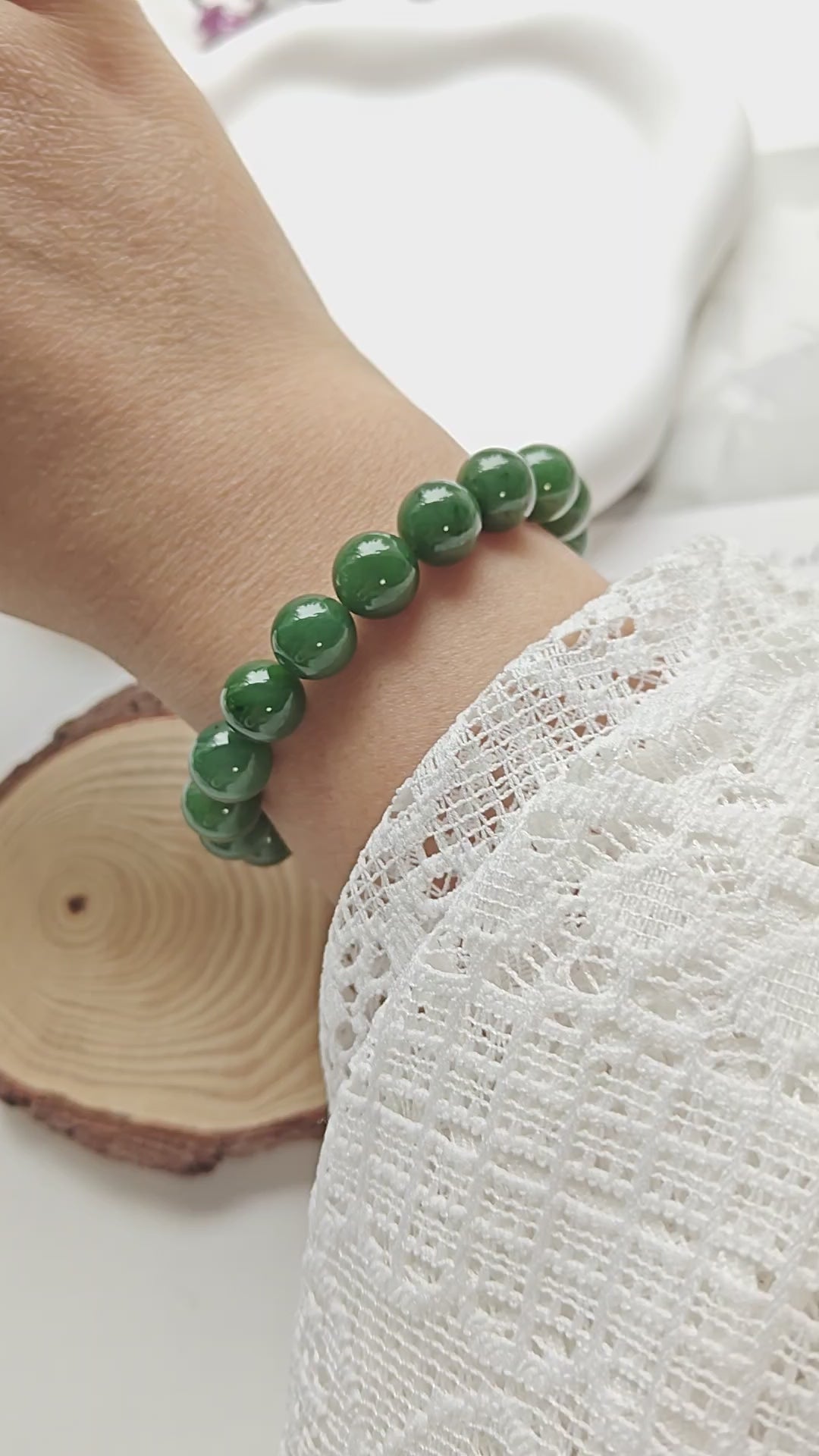 Canadian Nephrite Jade Beaded Bracelet – Natural Jade Gemstone Bracelet