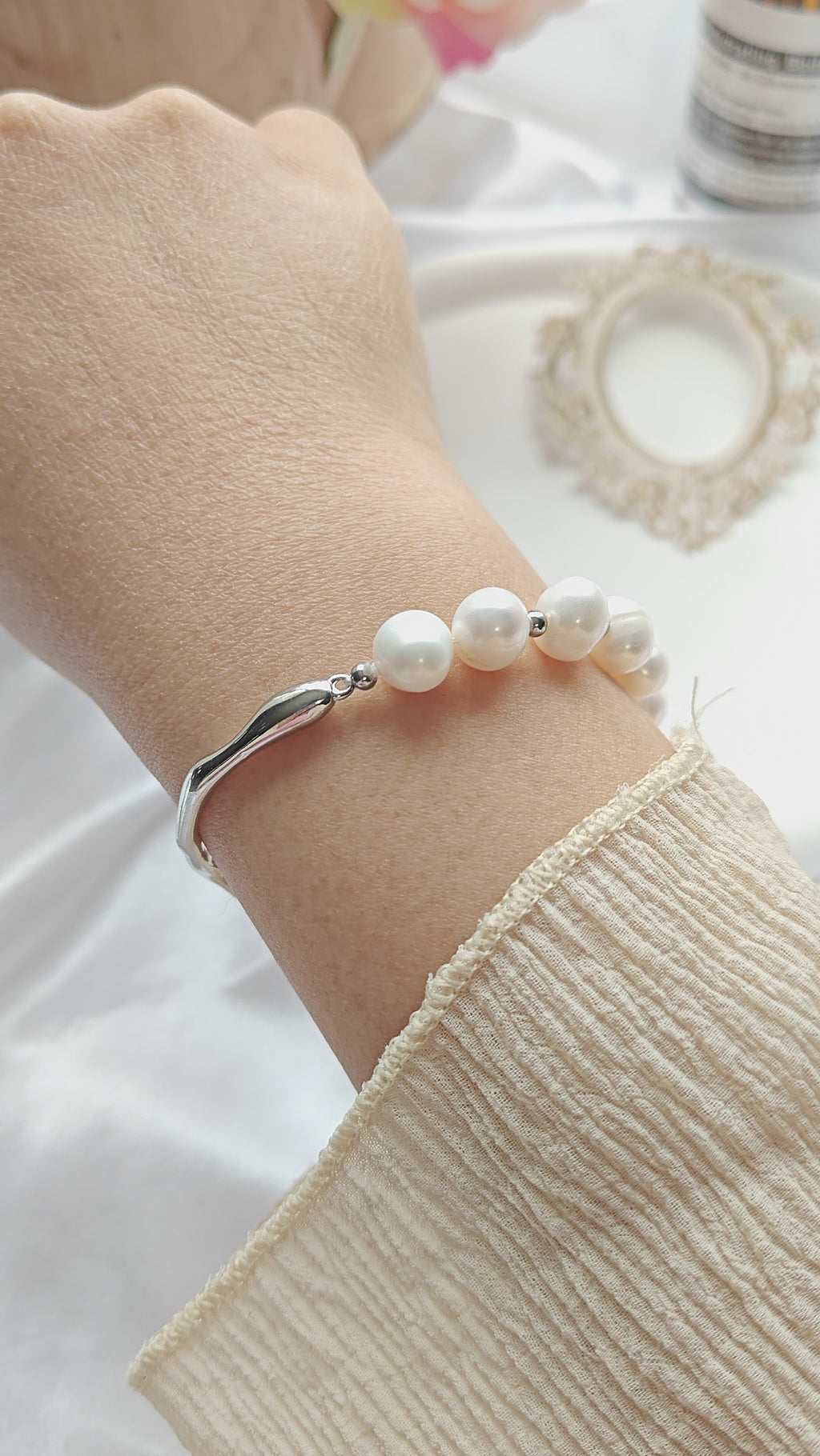 Freshwater Pearl Half Bangle Bracelet