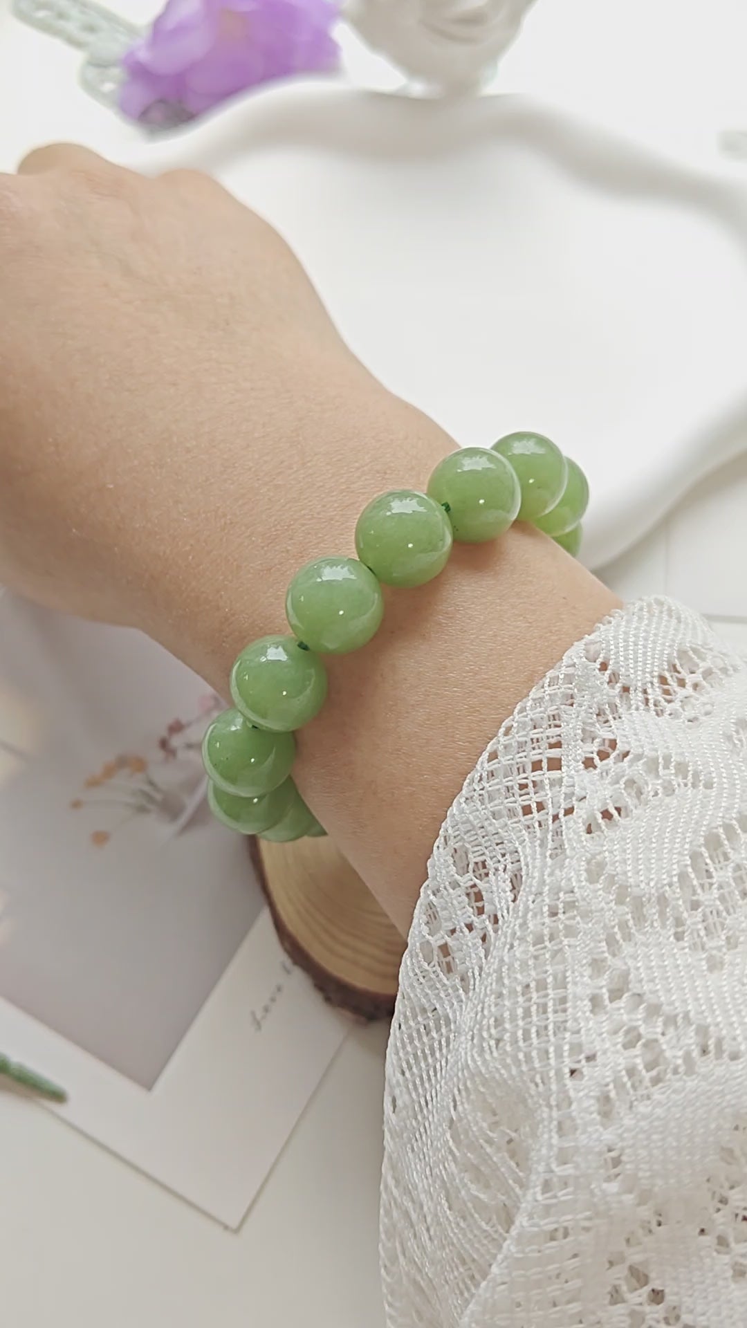 Xiu Jade Stretch Bracelet | Natural Xiu Jade Beaded Bracelet | Custom Size Available